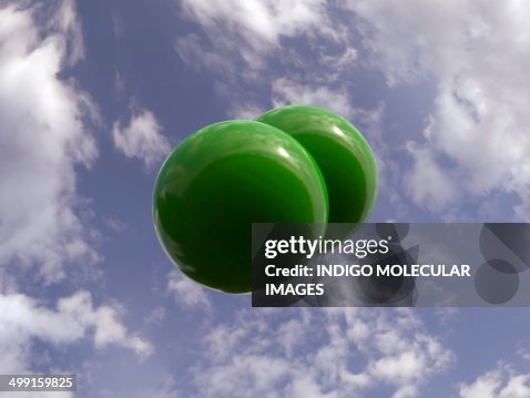 Chlorine molecule, artwork Chlorine molecule, artwork