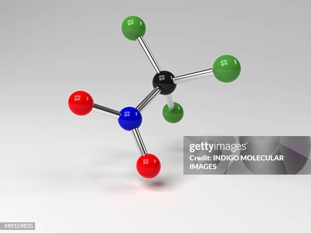 chloropicrin molecule, artwork - molecule model stock illustrations
