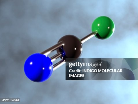 Cyanogen chloride molecule, artwork Cyanogen chloride molecule, artwork