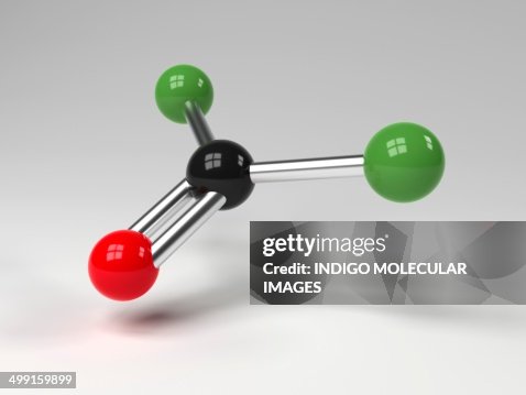 Phosgene molecule, artwork Phosgene molecule, artwork