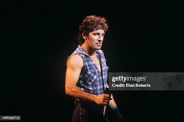 Bruce Springsteen performing at the CNE Stadium in Toronto, Canada on July 24, 1984.