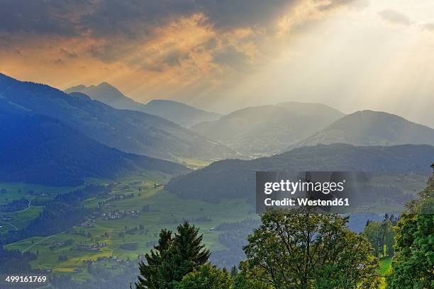 austria, tyrol, kitzbuehel alps, view from hohe salve to brixen valley near hopfgarten - hopfgarten stock pictures, royalty-free photos & images