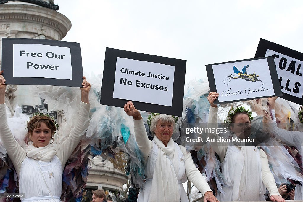 Climate Change Demonstrations Take Place In Paris Ahead of COP21