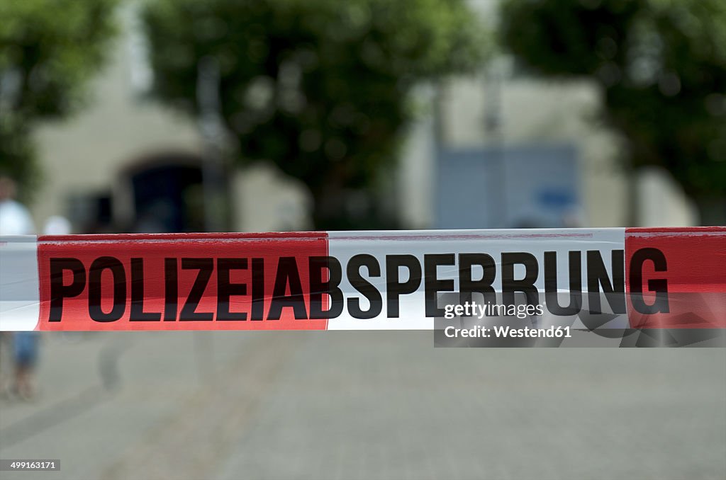Germany, Constance, Close up of police barrier tape