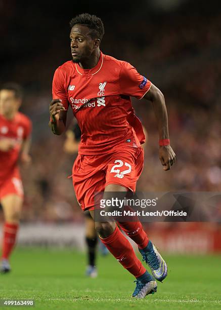 Divock Origi of Liverpool in action during the UEFA Europa League Group B match between Liverpool and Rubin Kazan on October 22, 2015 in Liverpool,...
