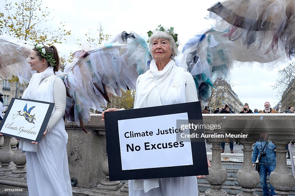 Climate Change Demonstrations Take Place In Paris Ahead of COP21