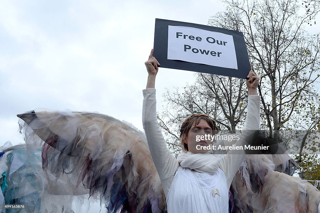 Climate Change Demonstrations Take Place In Paris Ahead of COP21