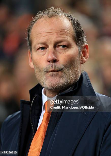 Netherlands coach Danny Blind looks concerned ahead of the UEFA EURO 2016 Qualifying Group A match between the Netherlands and the Czech Republic at...