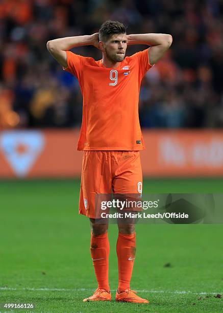 Klaas Jan Huntelaar of Netherlands looks dejected during the UEFA EURO 2016 Qualifying Group A match between the Netherlands and the Czech Republic...