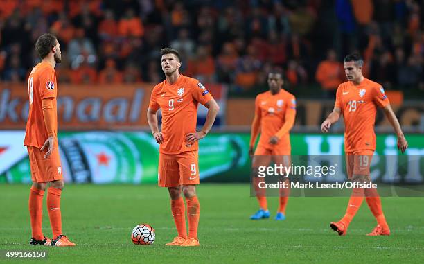 Klaas Jan Huntelaar of Netherlands looks dejected during the UEFA EURO 2016 Qualifying Group A match between the Netherlands and the Czech Republic...