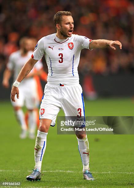 Michal Kadlec of Czech Republic gestures during the UEFA EURO 2016 Qualifying Group A match between the Netherlands and the Czech Republic at the...