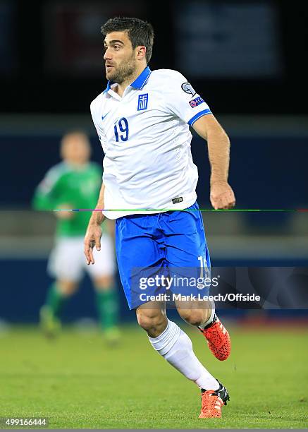 Sokratis Papastathopoulos of Greece in action during the UEFA EURO 2016 Qualifying Group F match between Northern Ireland and Greece at Windsor Park...