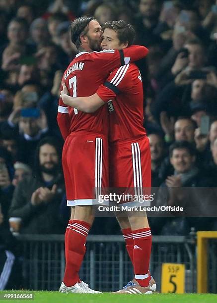 Brooklyn Beckham comes on as a substitute for GB to replace his father, David Beckham, during David Beckham's Match For Children, in aid of UNICEF,...