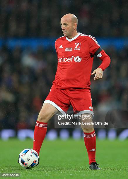 Gary McAllister of GB in action during David Beckham's Match For Children, in aid of UNICEF, between a Great Britain XI and a Rest of the World XI at...
