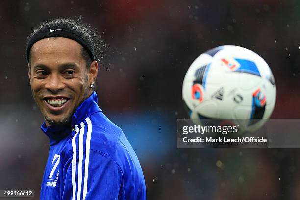 Ronaldinho of World XI smiles during David Beckham's Match For Children, in aid of UNICEF, between a Great Britain XI and a Rest of the World XI at...