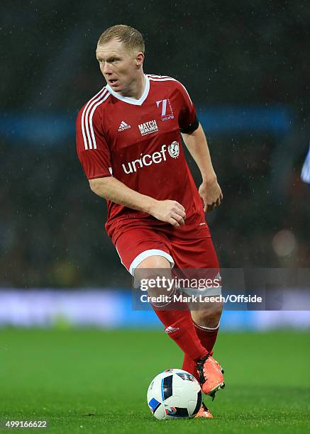 Paul Scholes of GB in action during David Beckham's Match For Children, in aid of UNICEF, between a Great Britain XI and a Rest of the World XI at...