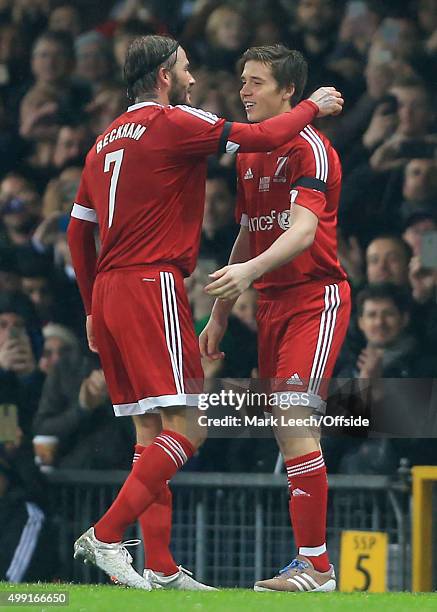 Brooklyn Beckham comes on as a substitute for GB to replace his father, David Beckham, during David Beckham's Match For Children, in aid of UNICEF,...