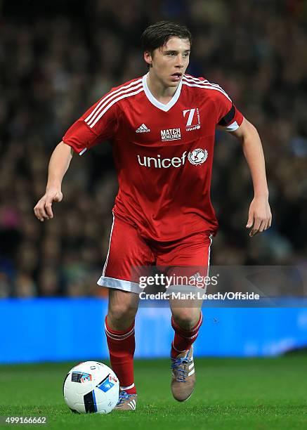 Brooklyn Beckham of GB in action during David Beckham's Match For Children, in aid of UNICEF, between a Great Britain XI and a Rest of the World XI...