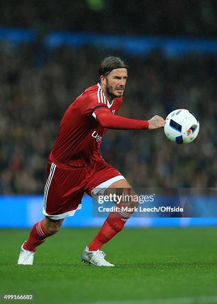 David Beckham of GB in action during David Beckham's Match For Children, in aid of UNICEF, between a Great Britain XI and a Rest of the World XI at...