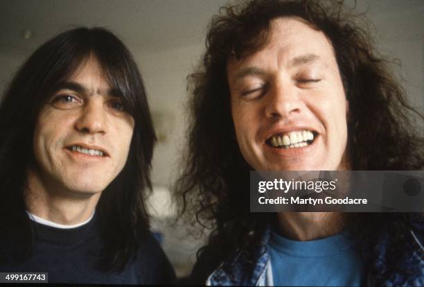 Brothers Angus and Malcolm Young of AC/DC, portrait, Germany, 1992.