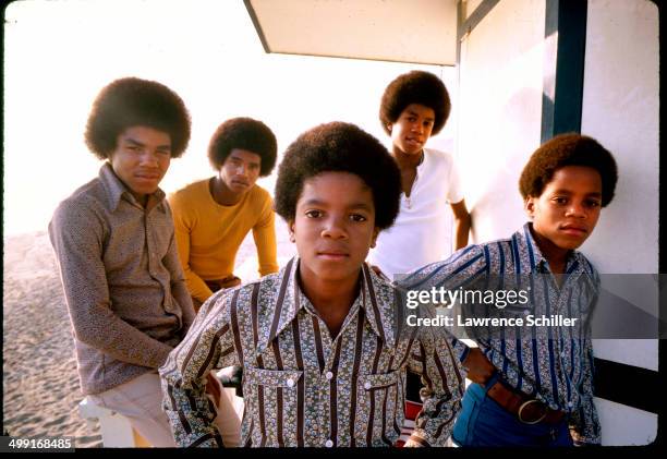 Portrait of sibling American pop music group the Jackson 5 around the time of 'Diana Ross Presents the Jackson 5,' their debut album, Los Angeles,...