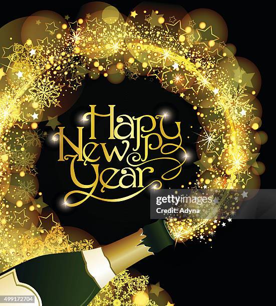 new year champagne - champagne bottle exploding stock illustrations