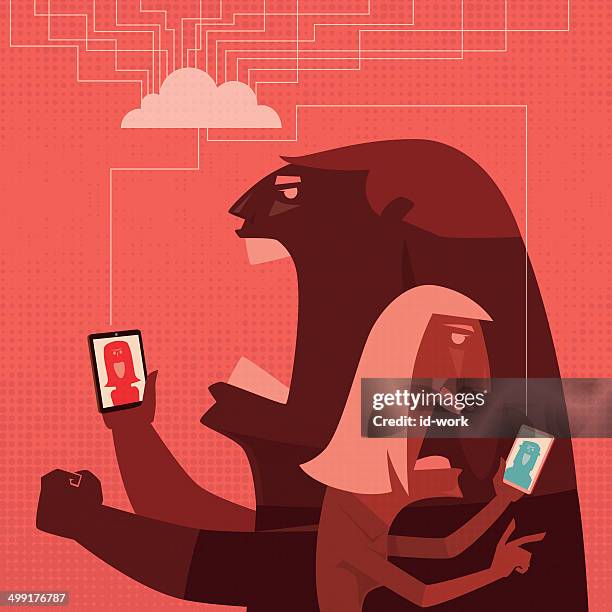 stockillustraties, clipart, cartoons en iconen met couple conflict - onbeschaafdheid