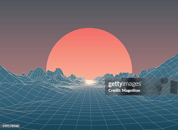 ilustraciones, imágenes clip art, dibujos animados e iconos de stock de abstract 80 fondo estilo retro - grafica futurista