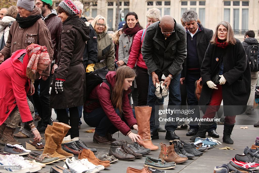 Climate Change Demonstrations Take Place In Paris Ahead of COP21