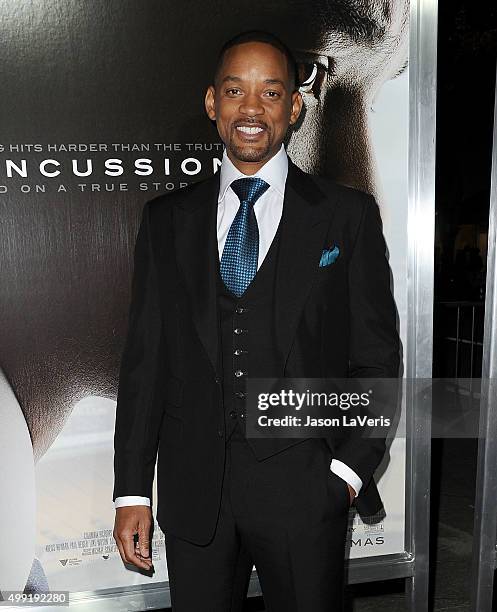 Actor Will Smith attends a screening of "Concussion" at Regency Village Theatre on November 23, 2015 in Westwood, California.