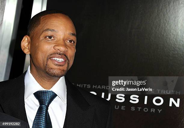 Actor Will Smith attends a screening of "Concussion" at Regency Village Theatre on November 23, 2015 in Westwood, California.