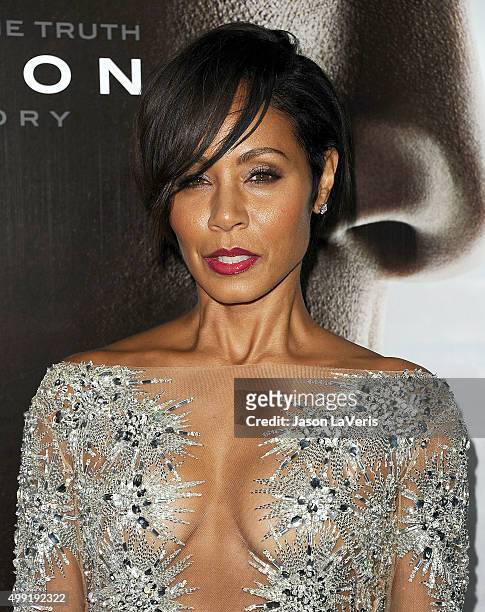 Actress Jada Pinkett Smith attends a screening of "Concussion" at Regency Village Theatre on November 23, 2015 in Westwood, California.
