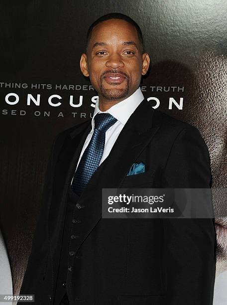 Actor Will Smith attends a screening of "Concussion" at Regency Village Theatre on November 23, 2015 in Westwood, California.