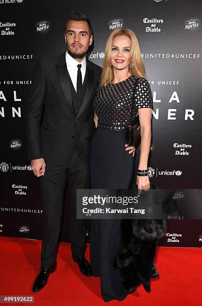 Sergio Romero and Eliana Guercio attend the United for UNICEF Gala Dinner at Old Trafford on November 29, 2015 in Manchester, England.