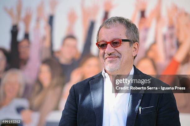 Roberto Maroni Governor of Lombardia attends the manifestation "Liberiamoci" of Lega Nord political party at Piazza Maggiore on November 8, 2015 in...