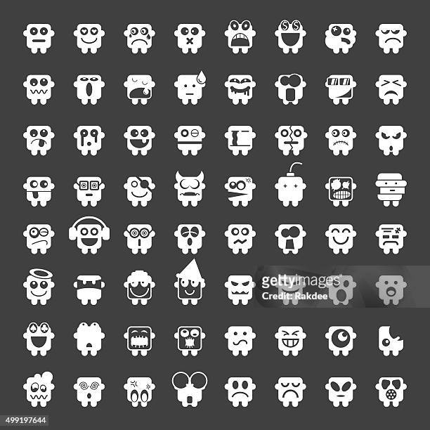 emoticons 64 icons-weiße serie - stick out tongue emoji stock-grafiken, -clipart, -cartoons und -symbole