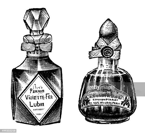 perfume bottle - woman spraying stock illustrations