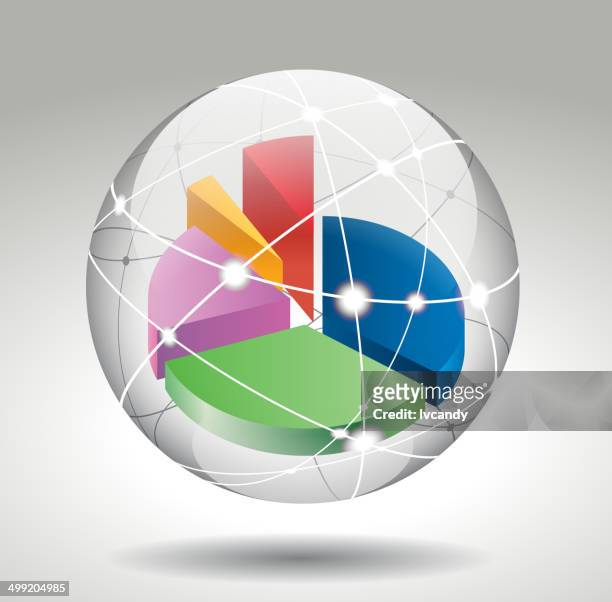 pie chart in cyberspace - cyberspace stock illustrations