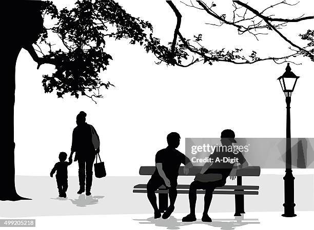 stockillustraties, clipart, cartoons en iconen met intimate talk - family park