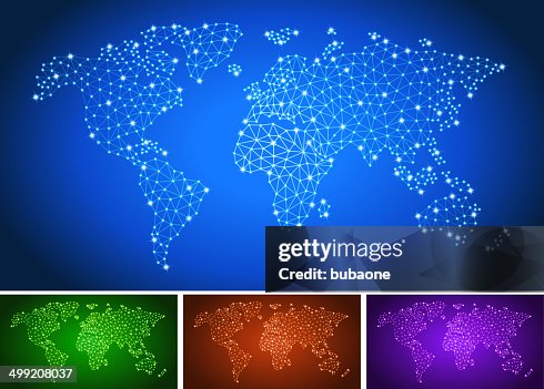 World Map on triangular nodes connection structure vector art World Map on triangular nodes connection structure vector art
