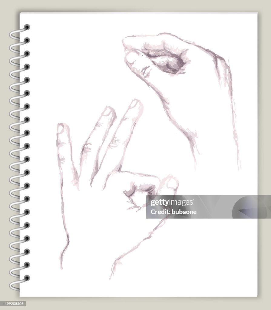 Hand Drawing Rotation Hand Positions Drawing On Art Sketcbook Royalty Free Vector Art High ...