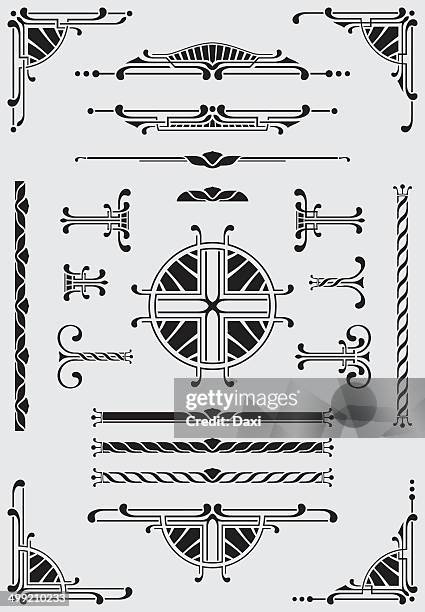 ilustraciones, imágenes clip art, dibujos animados e iconos de stock de trazos, dididers & esquinas-ilustración - arte decó