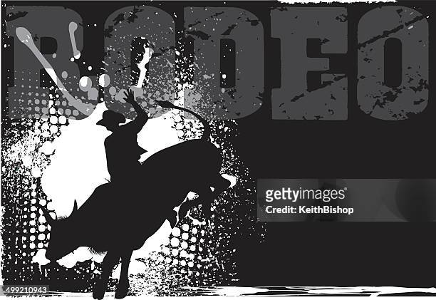 rodeo grunge background - bull riding stock illustrations
