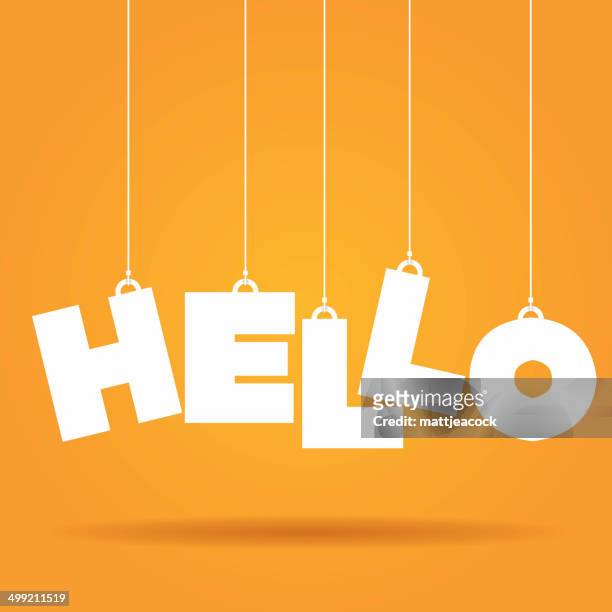hello hanging label - welcome stock illustrations