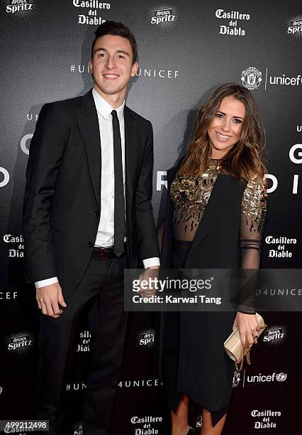 Matteo Darmian and Francesca Cormanni attend the United for UNICEF Gala Dinner at Old Trafford on November 29, 2015 in Manchester, England.