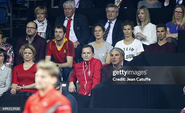 Former tennis champion Kim Clijsters, ping pong champion Jean-Michel Saive, Alain Darcis, father of Steve Darcis, above them Edith de Maertelaere and...