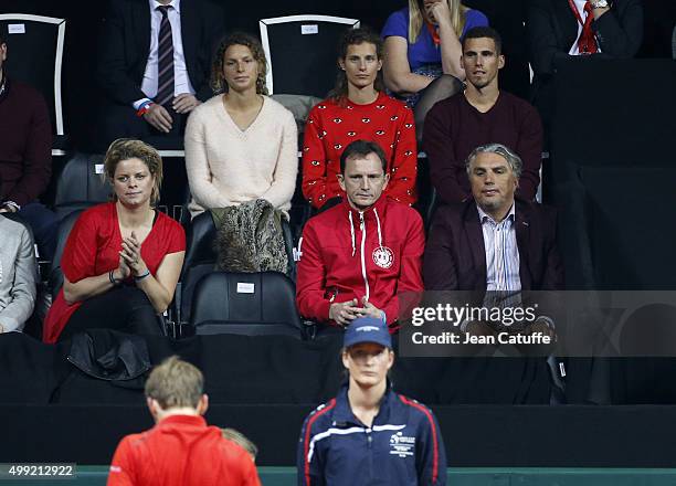 Former tennis champion Kim Clijsters, ping pong champion Jean-Michel Saive, Alain Darcis, father of Steve Darcis, above them Edith de Maertelaere and...