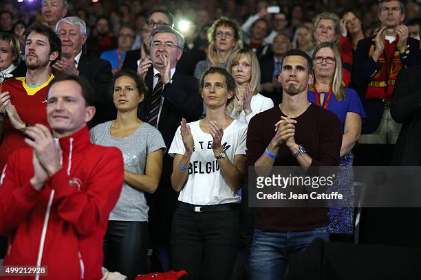 Edith de Maertelaere and her children track and field champions Olivia Borlee and Kevin Borlee attend the victory of Andy Murray of Great Britain...