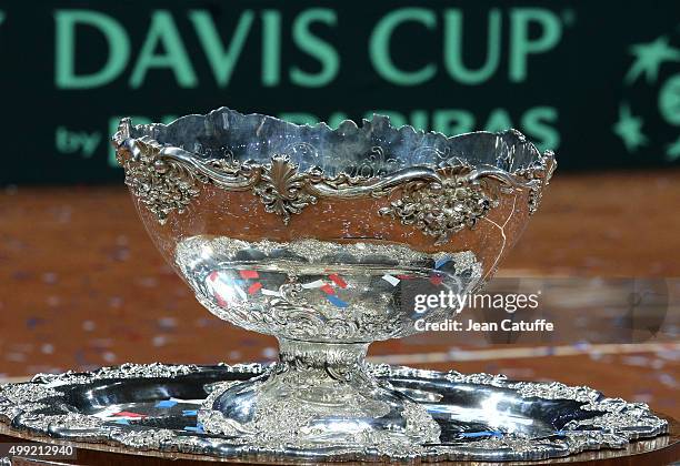 Illustration of the Davis Cup on day three of the Davis Cup Final 2015 between Belgium and Great Britain at Flanders Expo on November 29, 2015 in...