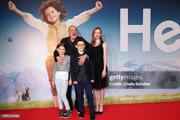 Bruno Ganz, Anuk Steffen, Quirin Agrippi and Isabelle Ottmann during the German premiere of the film 'HEIDI' at Mathaeser Filmpalast on November 29,...